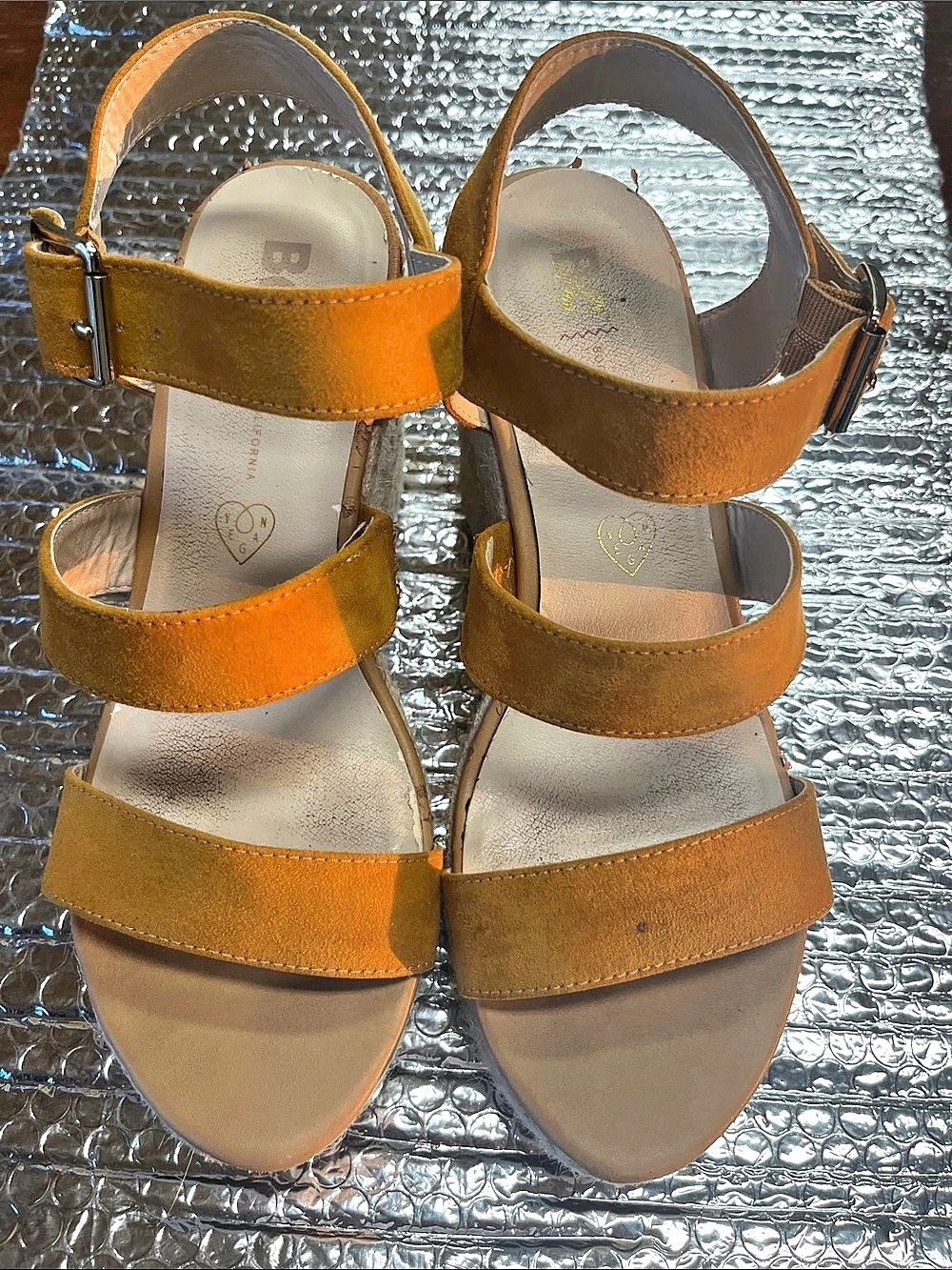 BCBGeneration Women's Orange & Tan Wedge Sandals